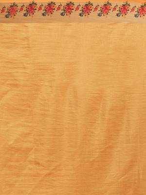 Yellow Digital Printed Colored Sana Silk Saree With Blouse Piece 3