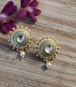 Turquoise Gold Tone Meenakari Studs Earring