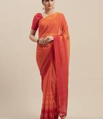 Orange & Red Coloured Chiffon saree with Blouse Saree.