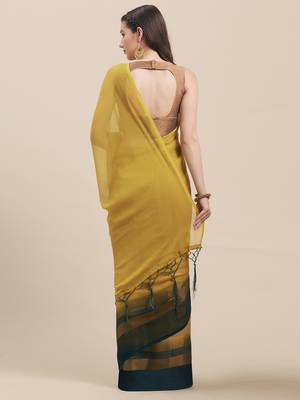 Mehendi & Green & Rani Coloured Chiffon saree with Blouse Saree. 2