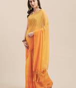 Yellow Coloured Chiffon saree with Blouse Saree.