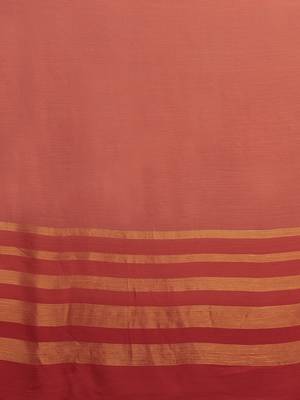 Peach Coloured Chiffon saree with Blouse Saree. 3
