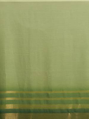 Green Coloured Chiffon saree with Blouse Saree. 3