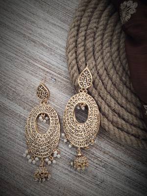 White Gold Plated Jadau Earrings 2