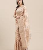 Beige Coloured Solid Cotton Mint Saree With Blouse Piece