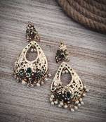 Green Gold Plated Jadau Earrings