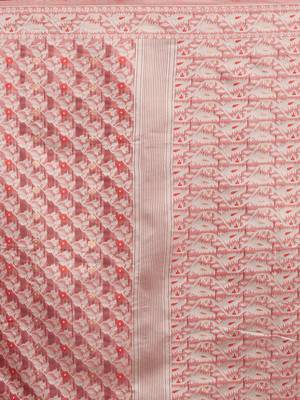 Pink Coloured Solid Cotton Mint Saree With Blouse Piece 3