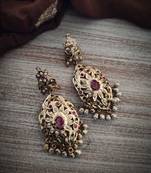 Multicoloured Gold Plated Jadau Earrings