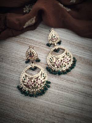 Green Gold Plated Jadau Earrings 2