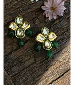 Green Gold Tone Kundan Inspired Earrings