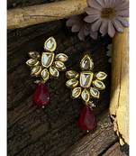 Red Gold Tone Kundan Inspired Earring