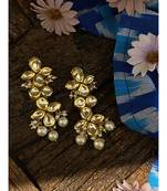 Gold Tone Kundan Inspired Earring With Pearls