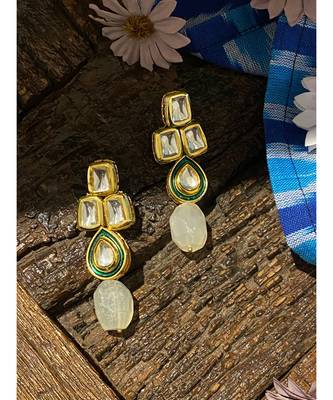 Gold Tone Kundan Inspired Earrings 1
