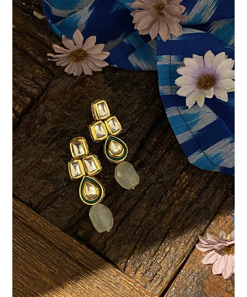Gold Tone Kundan Inspired Earrings