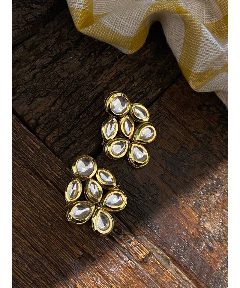 Gold Tone Kundan Inspired Studs Earring