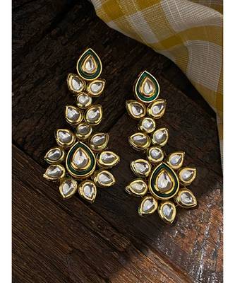 Gold Tone Kundan Inspired Earrings 1