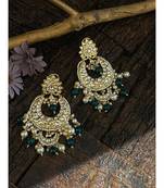 Green Gold Tone Kundan Inspired Earrings