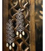 Silver Tone Diamond Faux Victorian Earrings