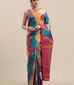 Woman's Multi Colored Cotton Blend Checked Saree