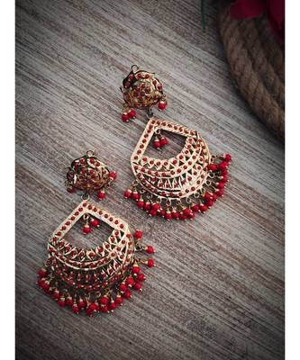 Red Gold Plated Jadau Earrings 1