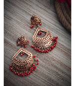 Red Gold Plated Jadau Earrings