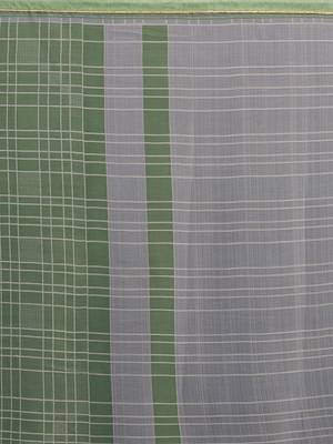 Woman's Green Colored Poly Chiffon Checked Saree 3
