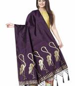 Wine Woven Banarasi Silk Dupatta For Women