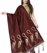 Brown Woven Banarasi Silk Dupatta For Women