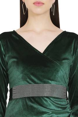 Green Color Velvet Fabric Middy 6