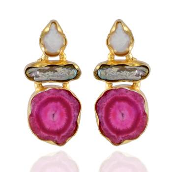 Pink Grey White Duzzy Baroque Pearl Designer Fashional Earing 1