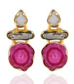 Pink Grey White Duzzy Baroque Pearl Designer Fashional Earing