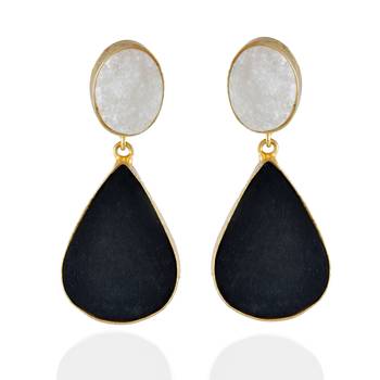 White Black Duzzy Precious Stone Earring 1