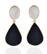 White Black Duzzy Precious Stone Earring