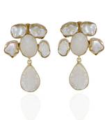 White  Duzzy Baroque Pearl  Precious Stone Designer Fashionable  Earring