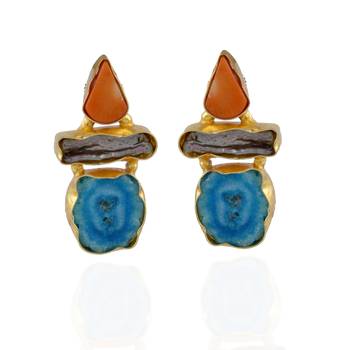 Orange Sky Blue Duzzy Fashionable Designer Hot Earring 1