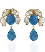 White Sky Blue Duzzy Baroque Pearl Stylish Fashionable Earring