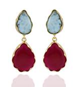 Maroon Sky Blue Precious Stone Designer Smart Look Fashionable Earring