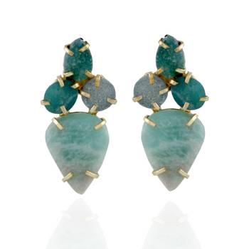 Sea Green Precious Stone Cute Stylish Fashionable Earring 1