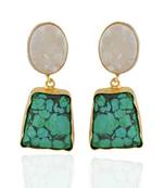 White Green Duzzy Precious Stone Stylish Fashionable Earring