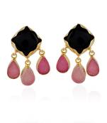 Black Pink Cute Stylish Duzzy Stone Beautiful Earring