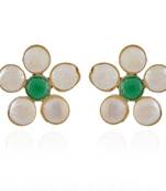 Green White Baroque Pearl Stylish Studd Earring