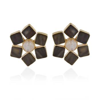 Brown White Baroque Pearl Classy Stylish Studd Earring 1