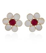White Maroon Baroque Pearl Stylish Big Studd Earring