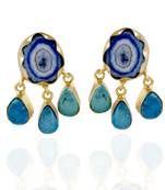 Blue Touquoise Cute Stylish Duzzy Precious Stone Earring