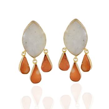 Orange White Precious Stone Classy Desiner Earring 1