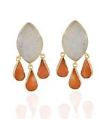 Orange White Precious Stone Classy Desiner Earring