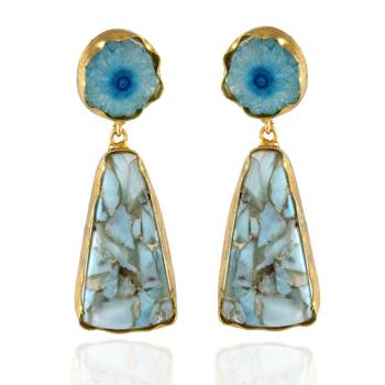 Blue Stylish Classy Precious Duzzy Stone Beautiful Earring 1
