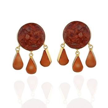 Orange Designer Precious Stone Fashionable Earring 1
