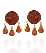 Orange Designer Precious Stone Fashionable Earring