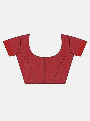 Maroon Woven Cotton Poly Saree With Blouse 5